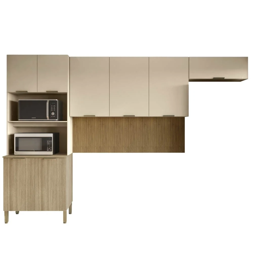 Armário de Cozinha Modulada 3 Peças Charm01 Z06 Freijó/Vanilla - Mpozenato