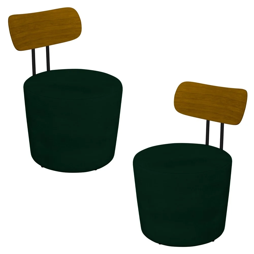 Kit 2 Poltronas Decorativas Redondas 53cm Le Moon Z32 Veludo Verde - Mpozenato