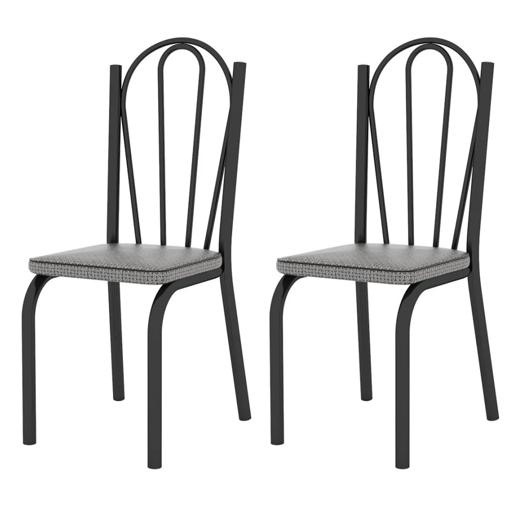 Kit 2 Cadeiras 121 Europa Preto/Platina - Artefamol