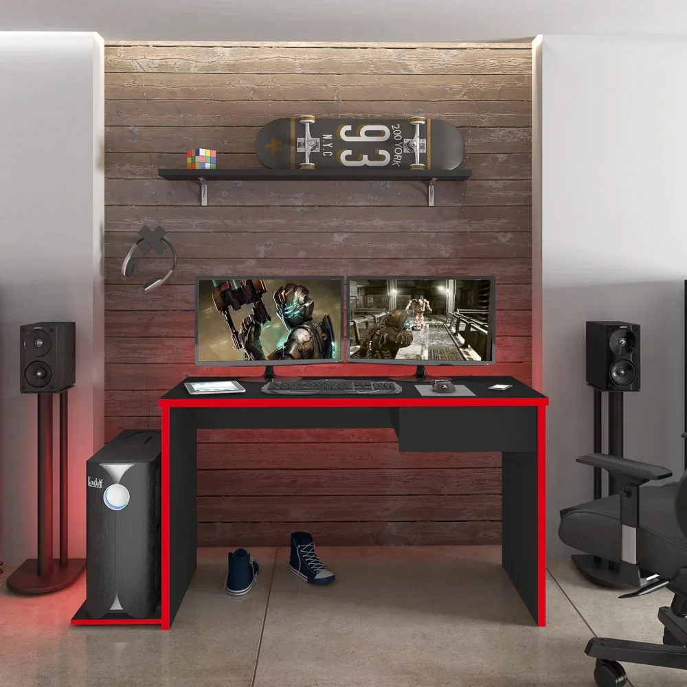 Mesa Gamer Para Computador e Estudo Gelius Z19 Preto/Vermelho - Mpozenato