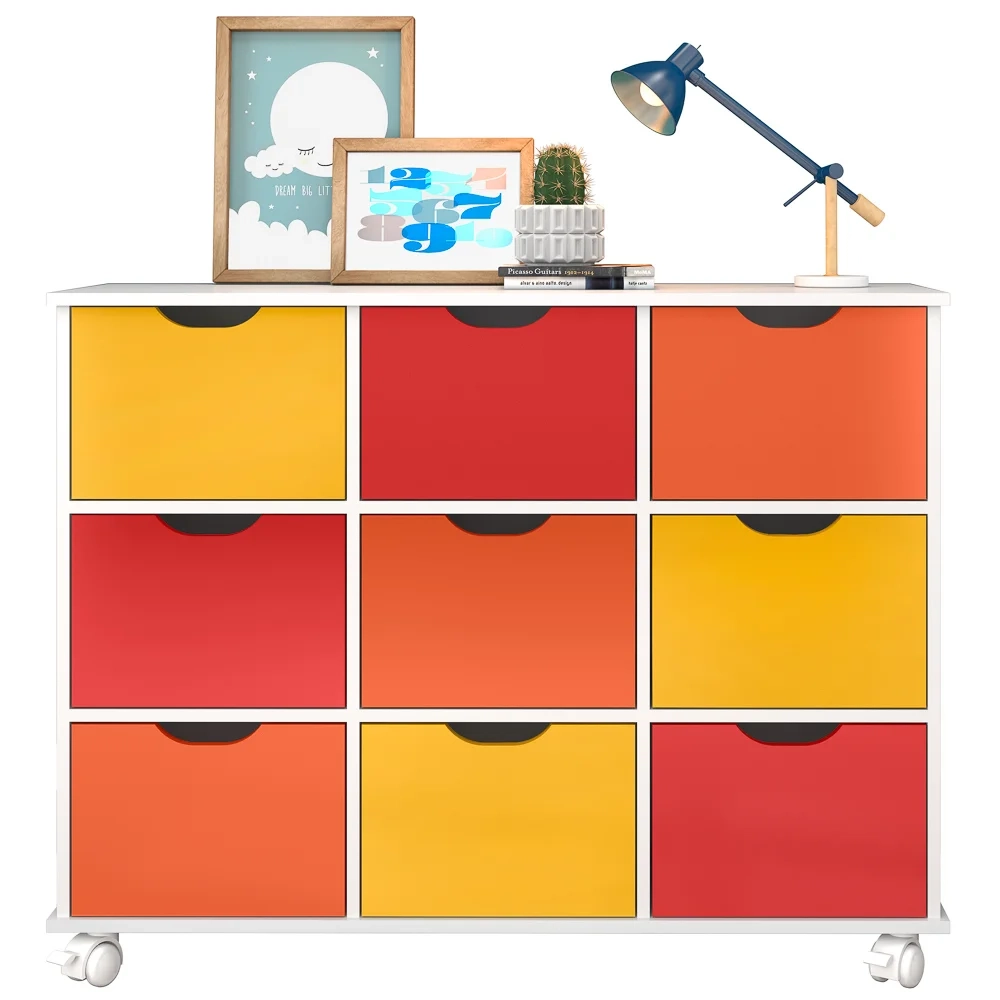Nicho Organizador com Rodízios Toys 9 Gavetas Q01 Branco/Colorido - Mpozenato