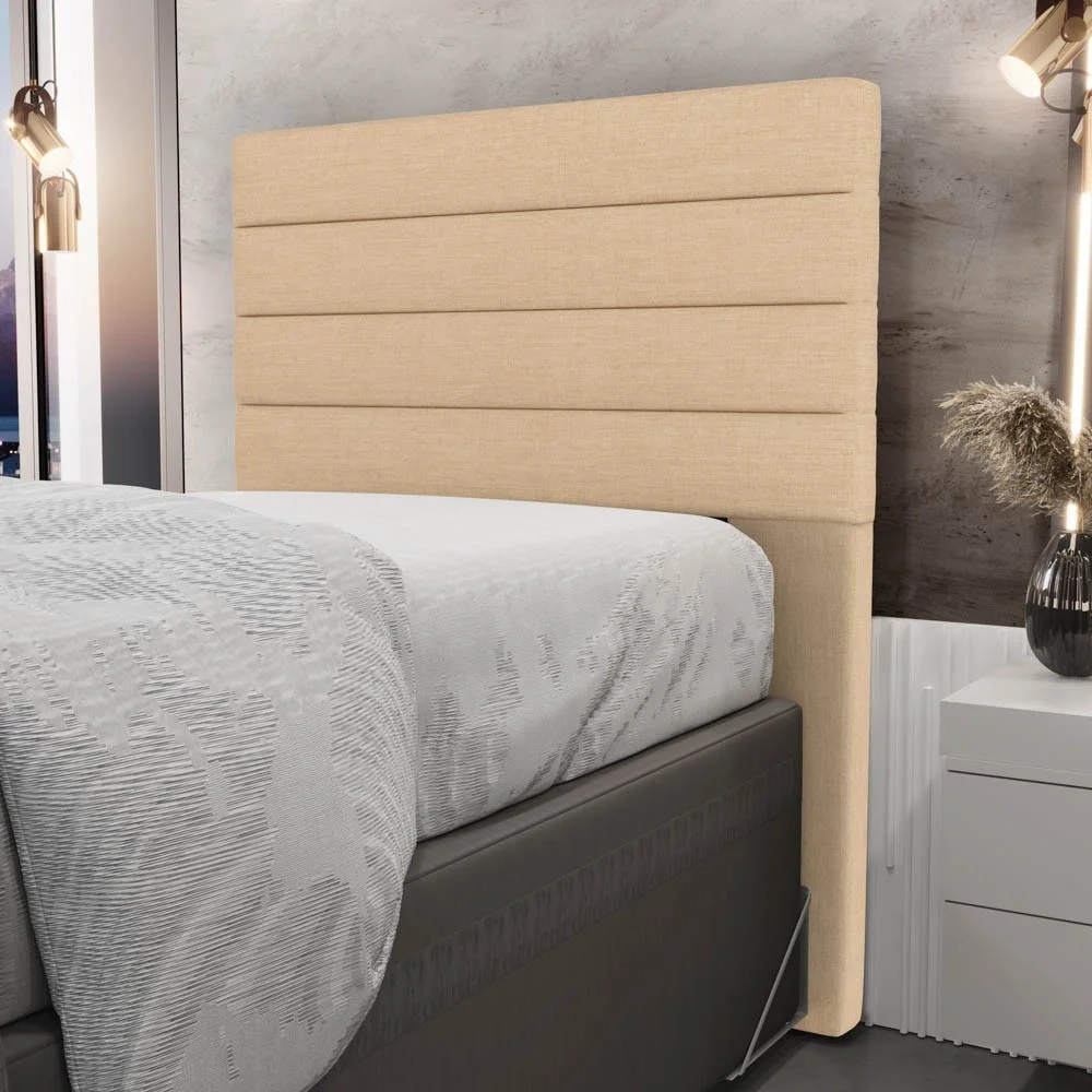 Cabeceira Cama Box Solteiro 90cm Rubi W01 Linho Bege Escuro - Mpozenato