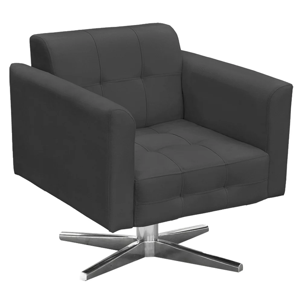 Poltrona Decorativa Base Cromada Giratória Ana Suede Grafite - Ibiza