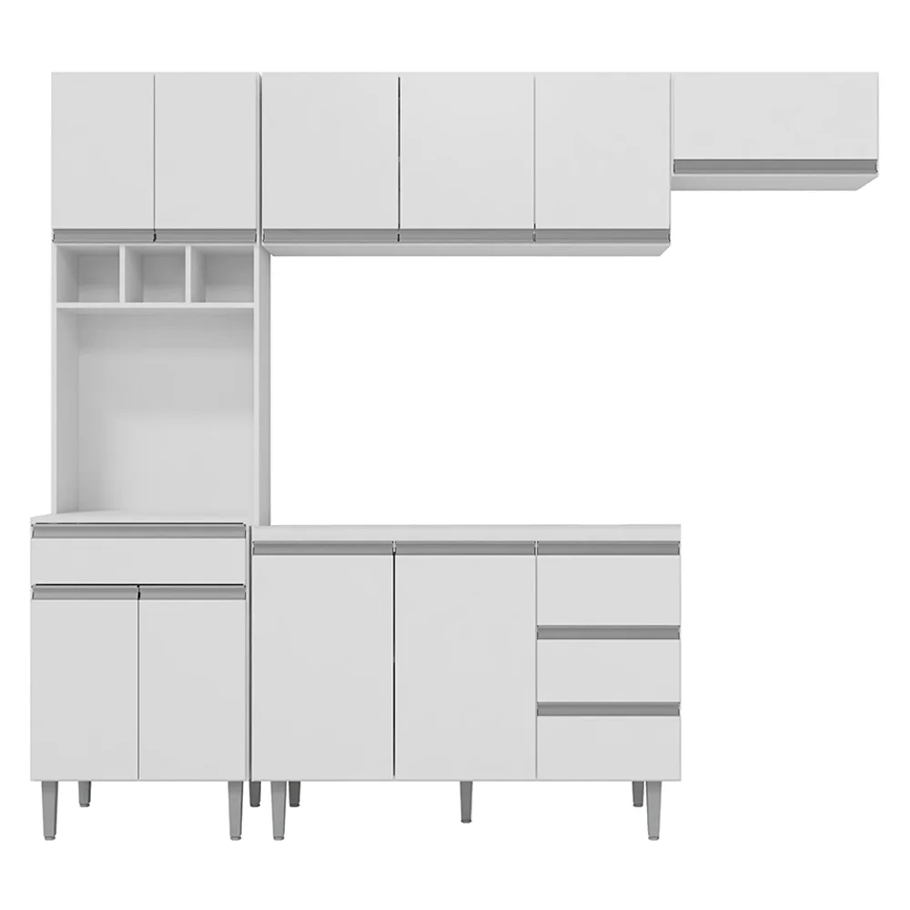 Cozinha Modulada 4 Peças Balcão sem Tampo 120cm Andréia Branco - AJL Móveis