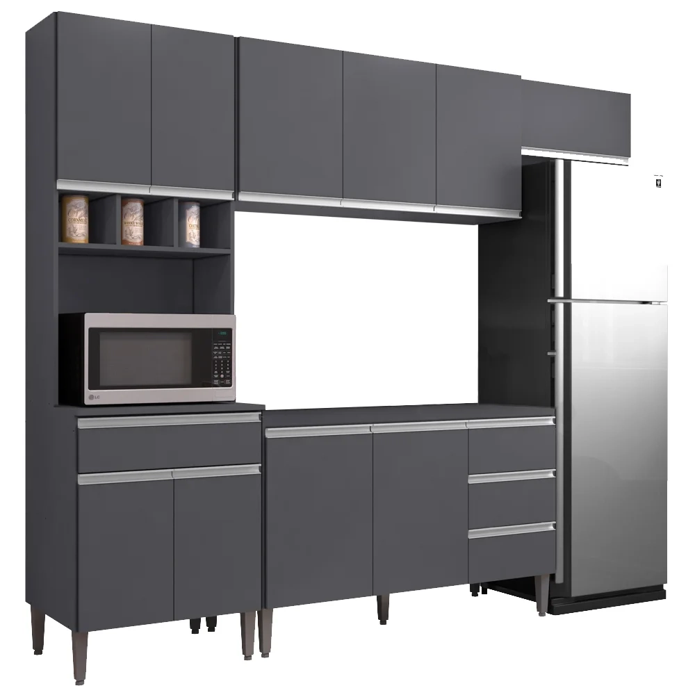 Cozinha Modulada 4 Peças Balcão sem Tampo 120cm Andréia Cinza - AJL Móveis