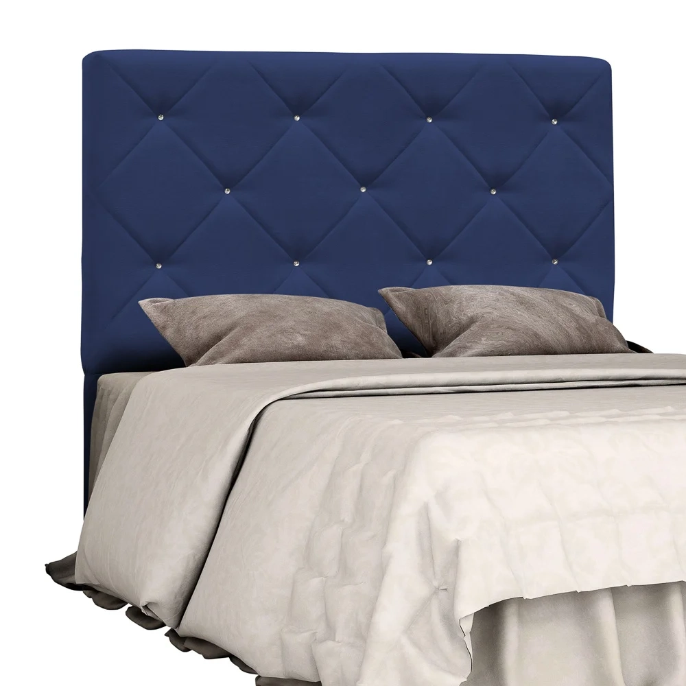 Cabeceira Casal Oásis 140cm Suede Liso Azul Marinho - D'Monegatto