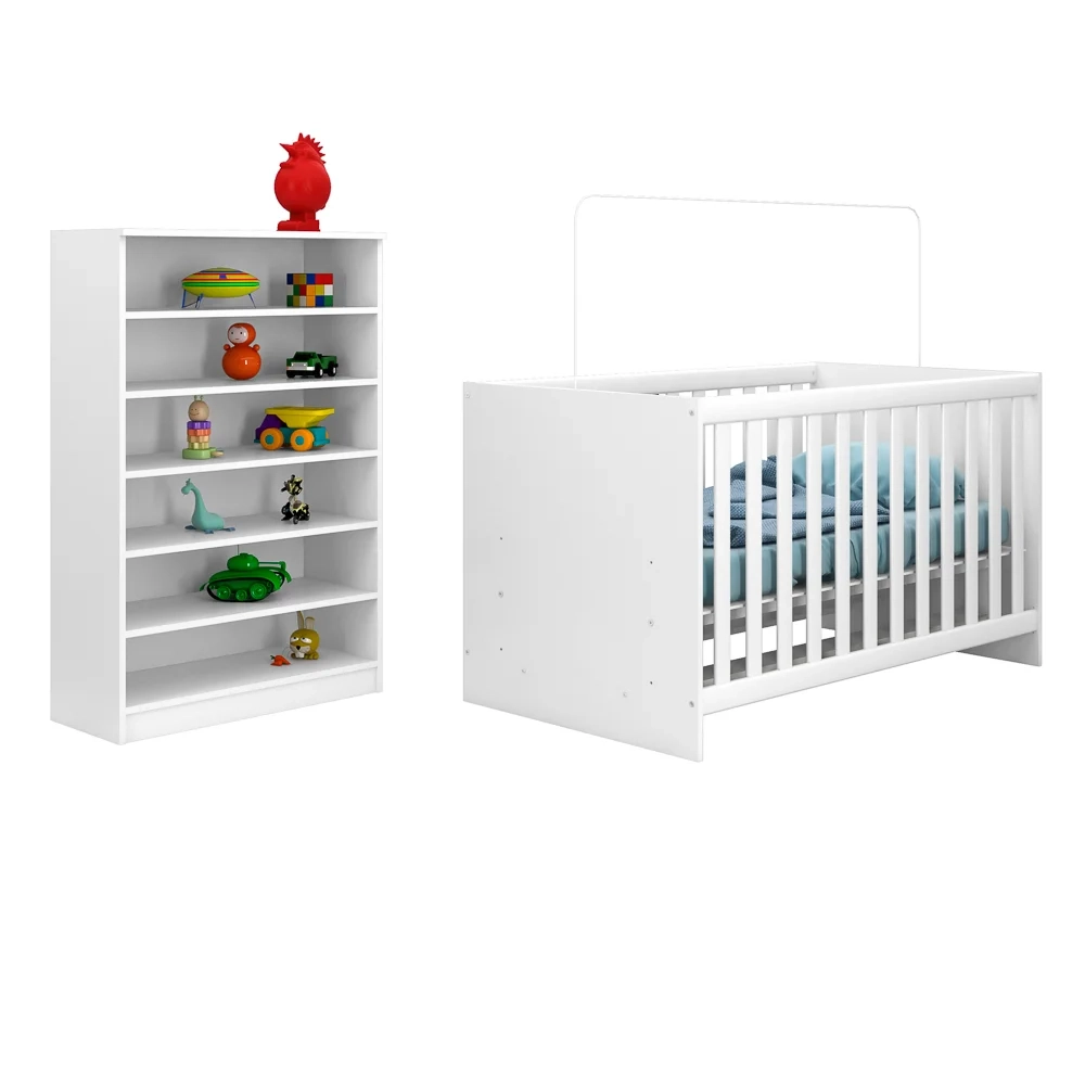 Berço Americano Mini Cama Doce Sonho e Armário Bell Branco Q02 - Mpozenato