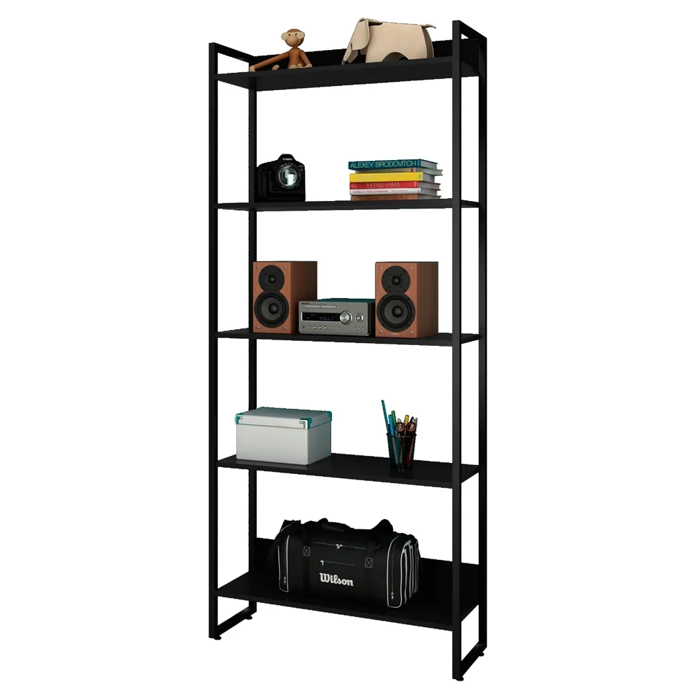 Estante 5 Prateleiras Studio Industrial Z28 Preto - Mpozenato