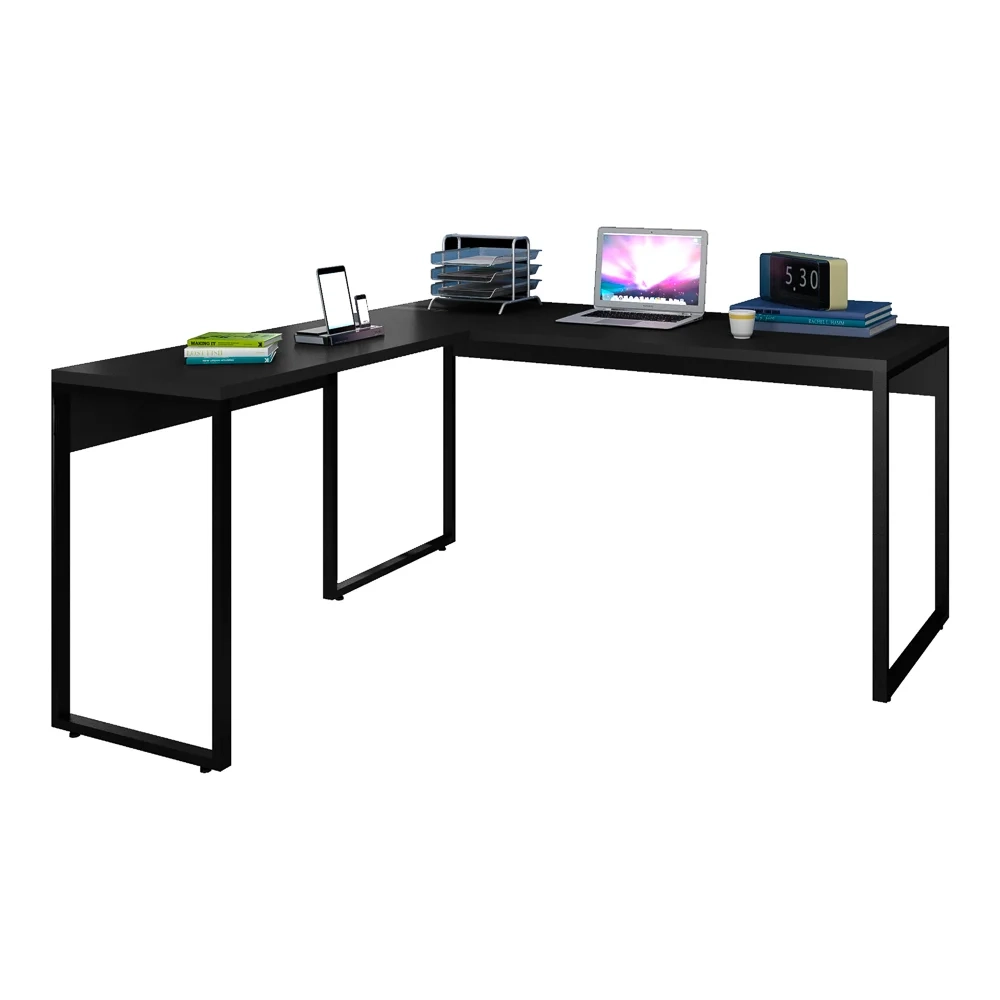 Mesa de Escritório em L 150x150 Studio Industrial Z28 Preto - Mpozenato