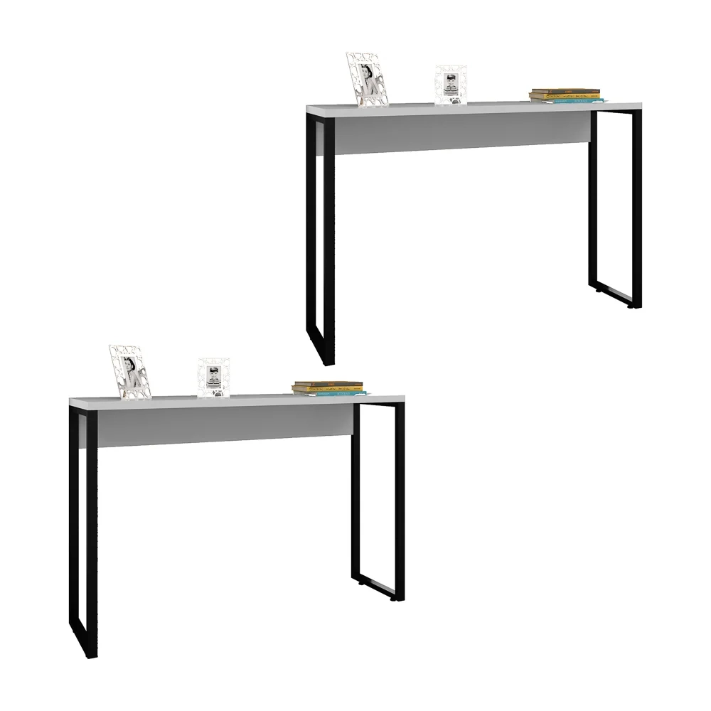 Kit 2 Aparadores Pés Metálicos Studio Industrial Z28 Branco - Mpozenato