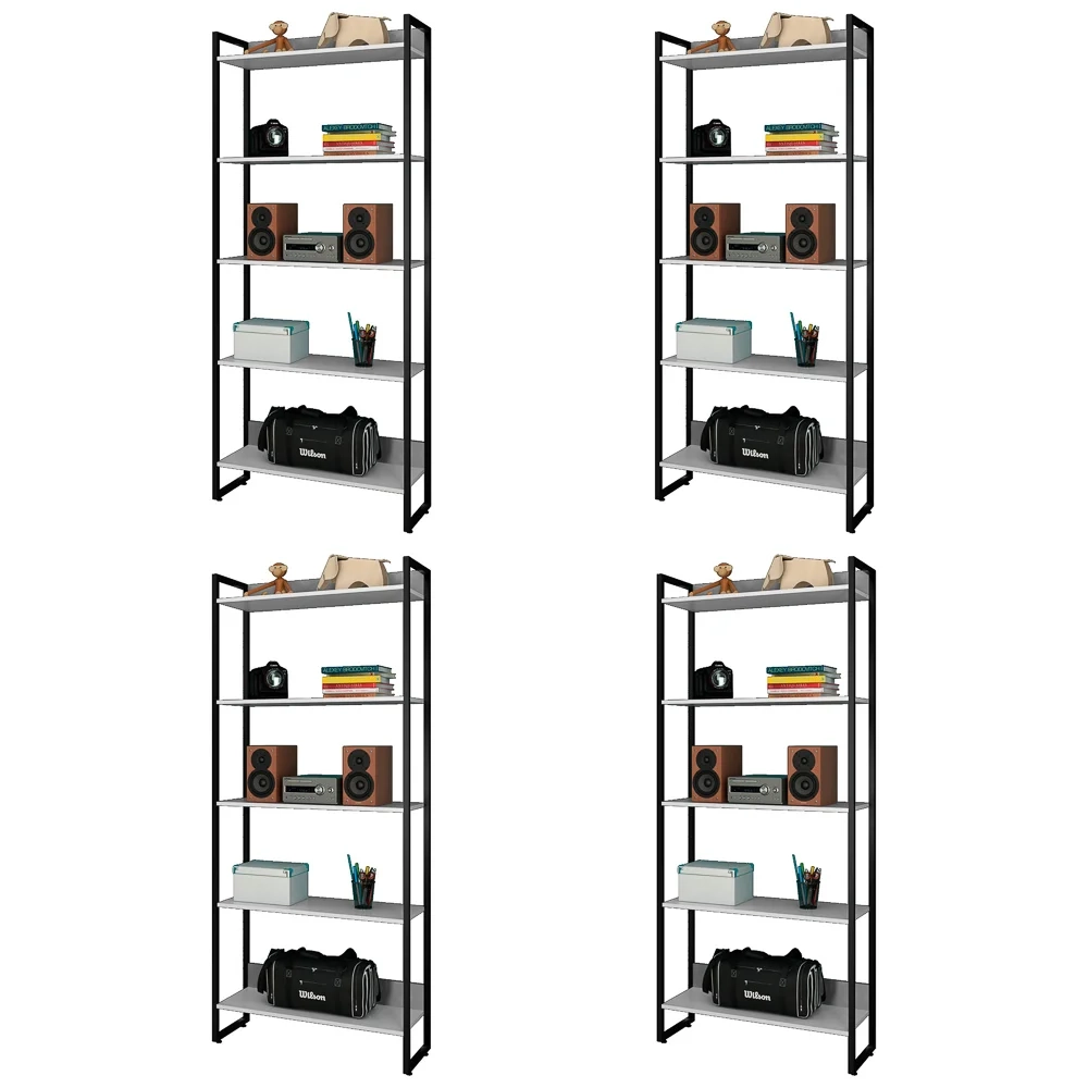 Kit 4 Estantes Livreiro Studio Industrial Z28 Branco - Mpozenato