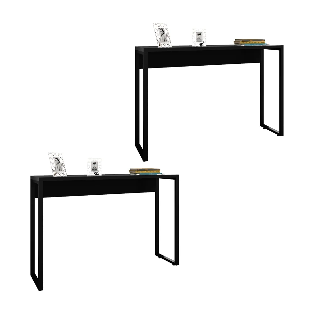 Kit 2 Aparadores Pés Metálicos Studio Industrial Z28 Preto - Mpozenato