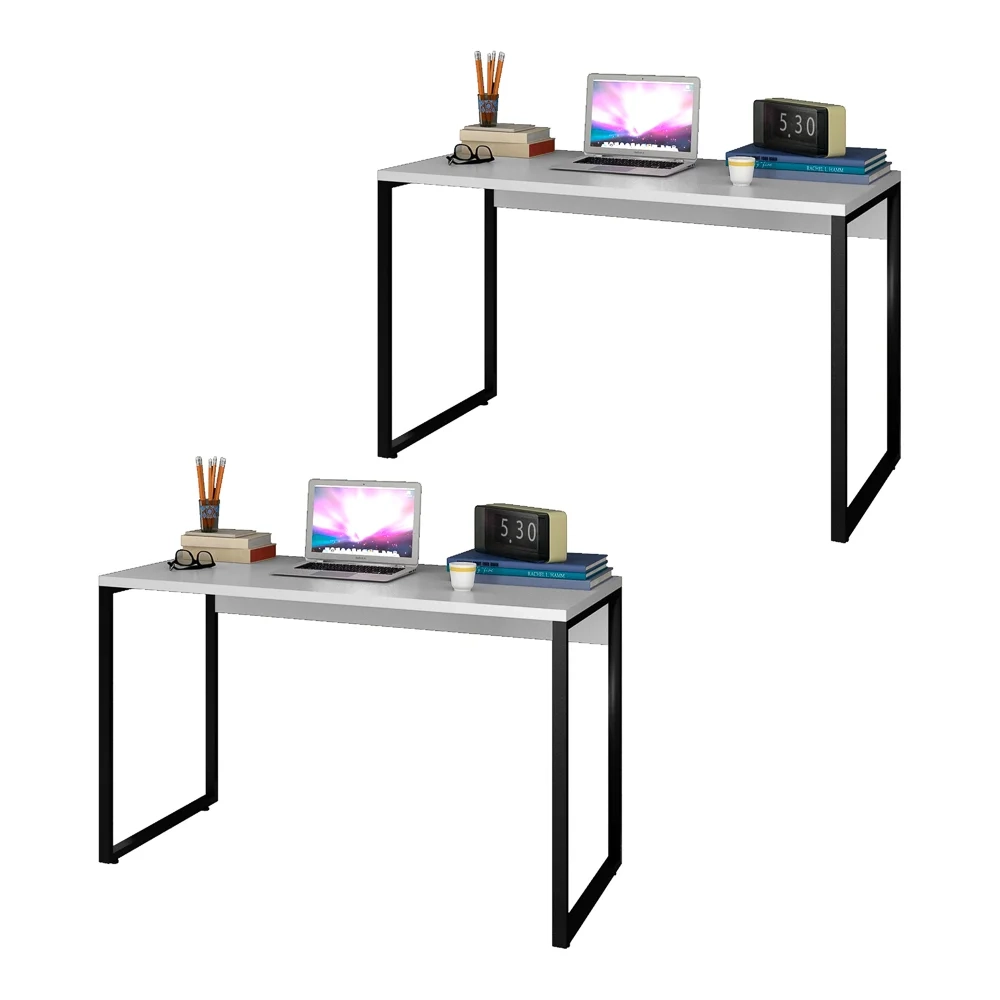 Kit 2 Escrivaninhas Mesas de Escritório Studio Industrial 120 Z28 Branco - Mpozenato