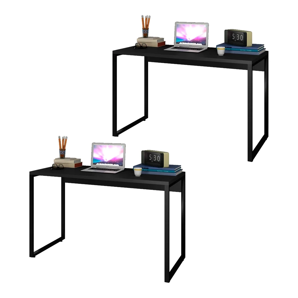 Kit 2 Escrivaninhas Mesas de Escritório Studio Industrial 120 Z28 Preto - Mpozenato