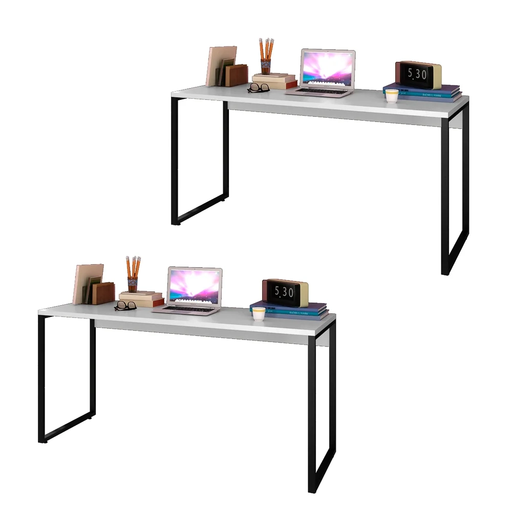 Kit 2 Escrivaninhas Mesas de Escritório Studio Industrial 150 Z28 Branco - Mpozenato