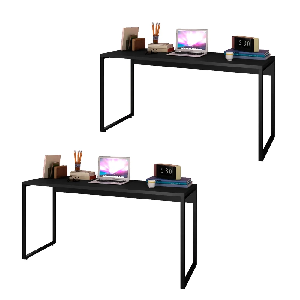 Kit 2 Escrivaninhas Mesas de Escritório Studio Industrial 150 Z28 Preto - Mpozenato