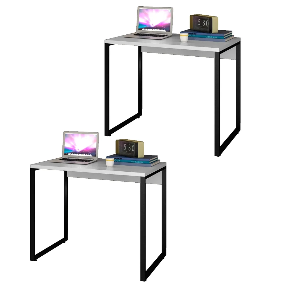 Kit 2 Escrivaninhas Mesas de Escritório Studio Industrial 90 Z28 Branco - Mpozenato