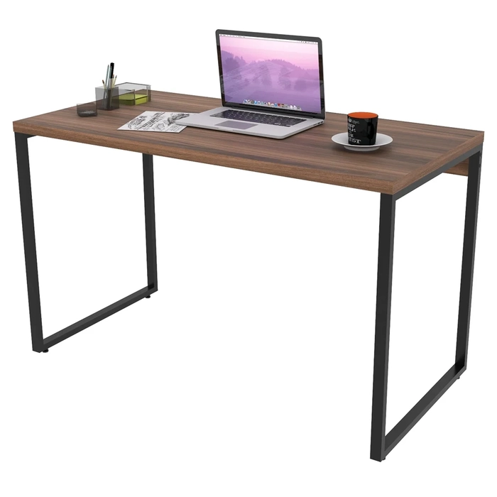 Mesa de Escritório Office 120cm Estilo Industrial Prisma C08 Nogal - Mpozenato