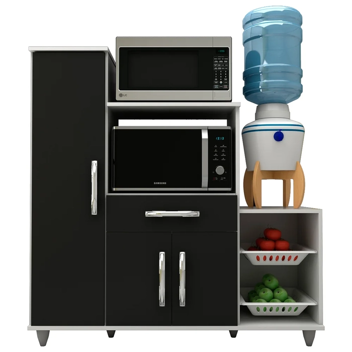 Armário de Cozinha Com Fruteira e Nicho Ibiza Branco/Preto - Lumil Móveis