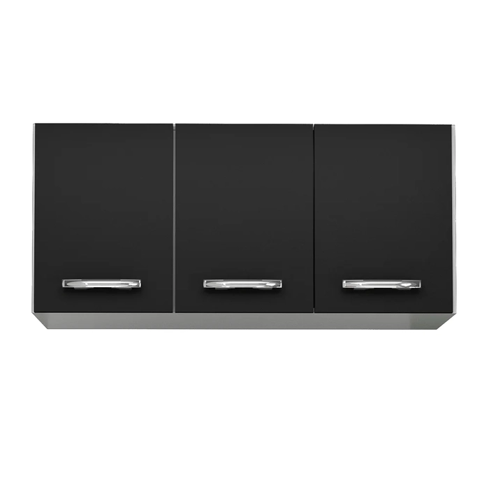 Armário Aéreo Honduras 03 Portas 120cm Branco/Preto - Lumil Móveis