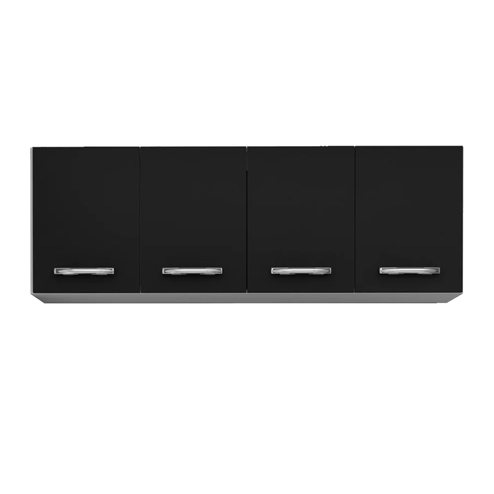 Armário Aéreo Panamá 04 Portas 160cm Branco/Preto - Lumil Móveis