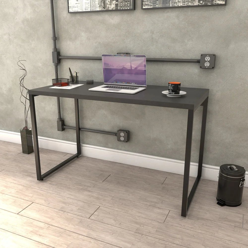Mesa de Escritório Office 135cm Estilo Industrial Prisma Preto C08 Onix - Mpozenato