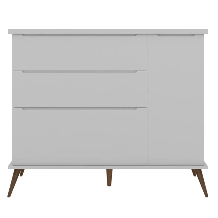 Cômoda Infantil 1 Porta 3 Gavetas 100% MDF Pés Retrô Mel Z39 Cinza - Mpozenato