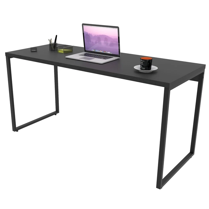 Mesa de Escritório Office 150cm Estilo Industrial Prisma Preto C08 Onix - Mpozenato