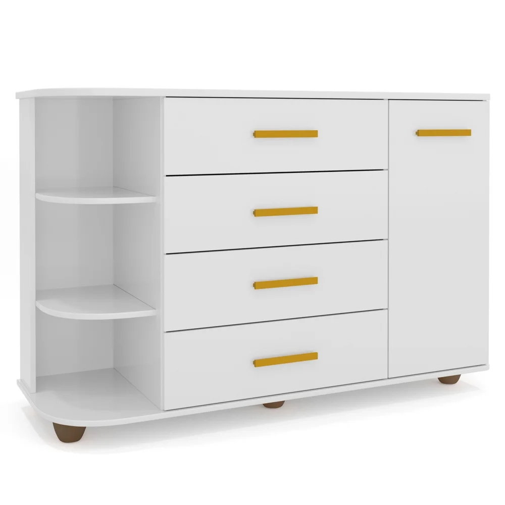 Cômoda Infantil com Cantoneira Laura 1 Porta Z39 Branco - Mpozenato