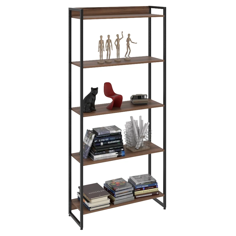 Estante Livreiro Dynamica Industrial 80cm 5 Prateleiras C08 Nogal - Mpozenato