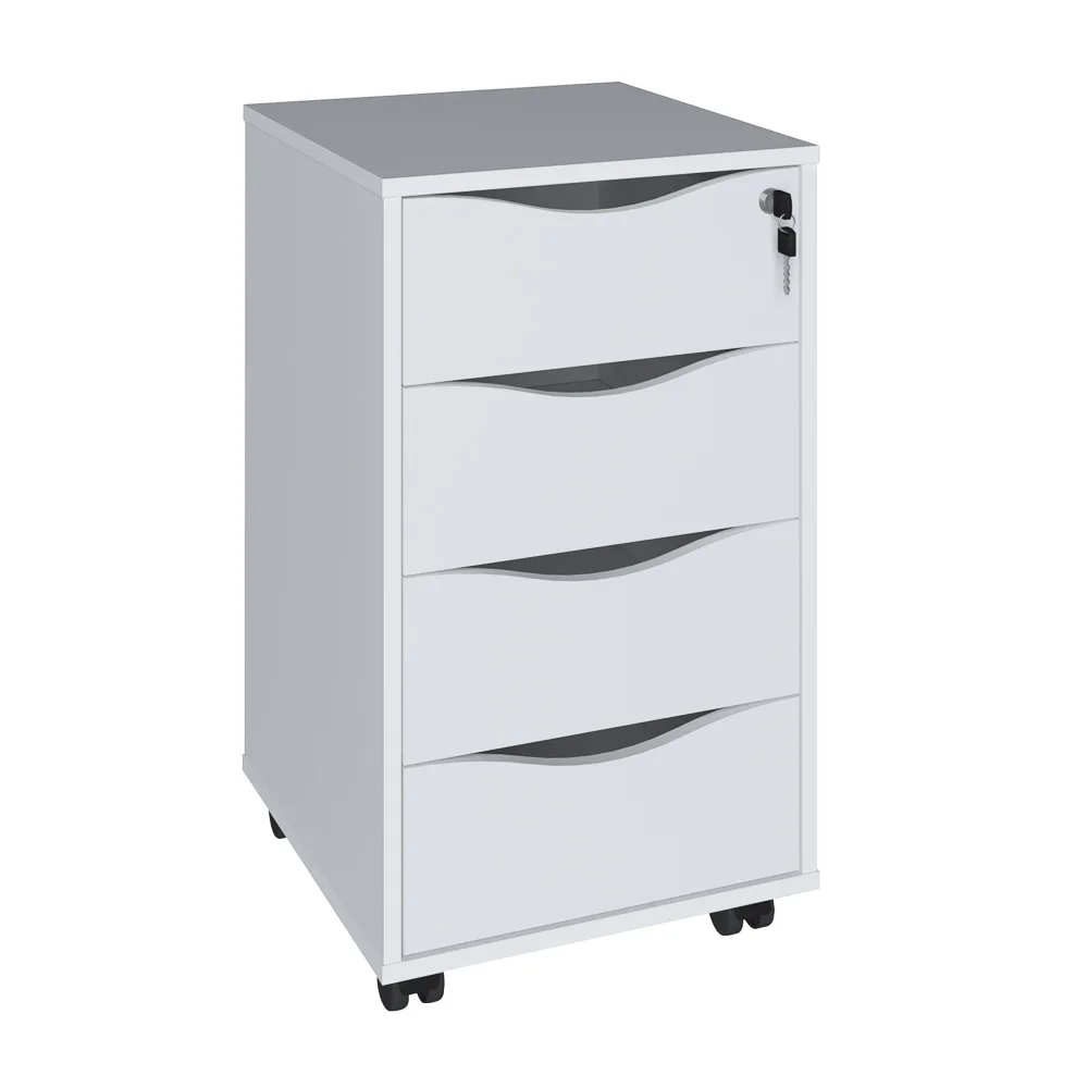 Gaveteiro 4 Gavetas Pés Rodízios Mobile Bit Branco - Artany