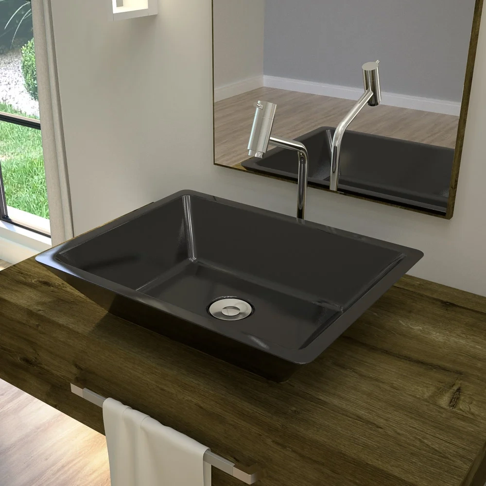 Cuba Pia De Apoio Para Banheiro Retangular Messina RT45 Preto C08 - Mpozenato