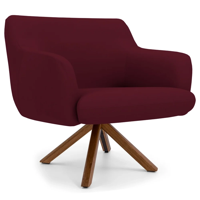 Poltrona Decorativa Giratória Base Giromad Madeira Jade Veludo C-278 Marsala - Domi