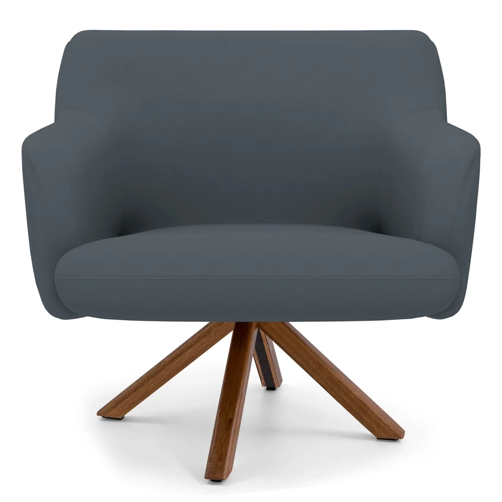 Poltrona Decorativa Giratória Base Giromad Madeira Jade C-03 Corano Cinza - Domi