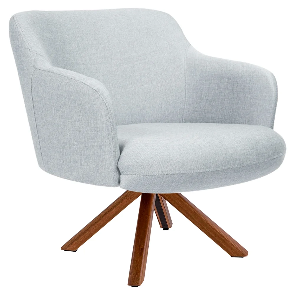 Poltrona Decorativa Giratória Base Giromad Madeira Jade Linho D-315 Cinza - Domi