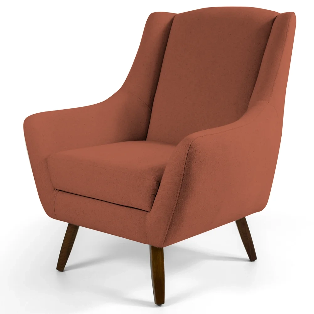 Poltrona Decorativa Pés Palito Madeira Juliet Veludo C-262 Telha - Domi