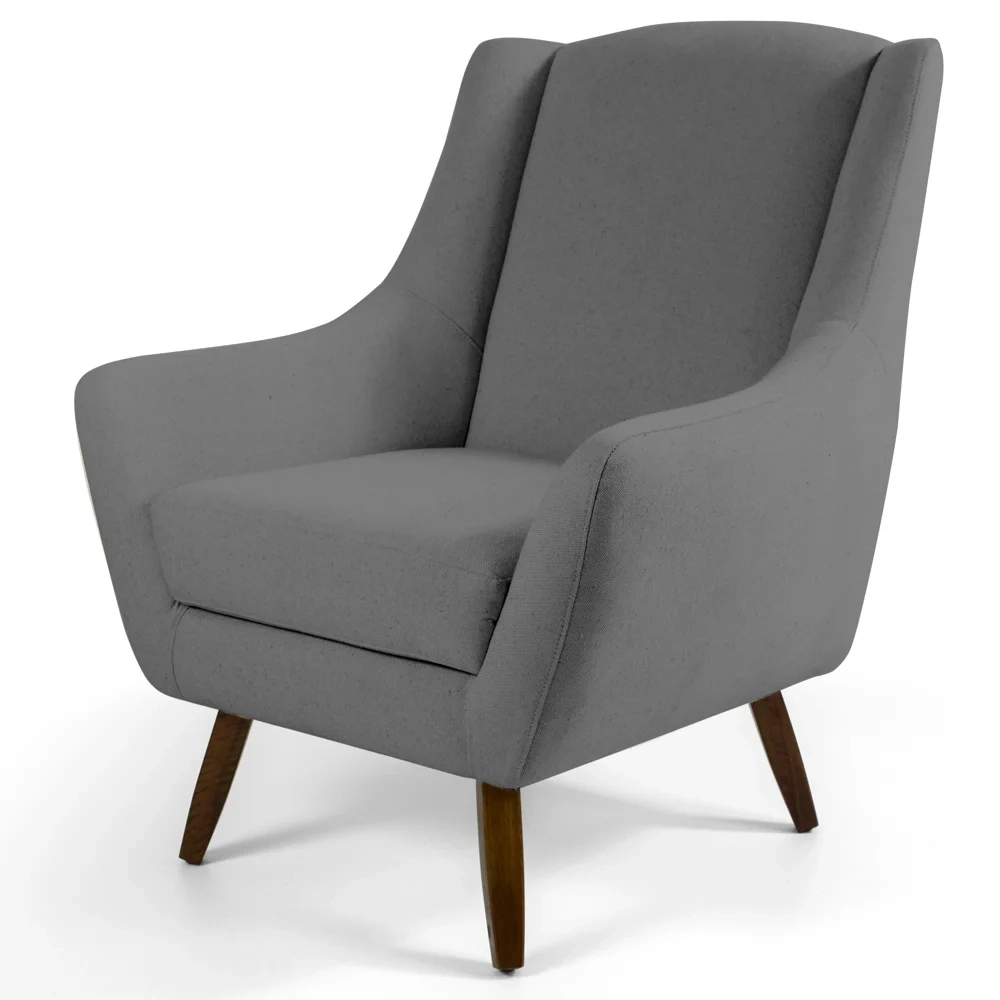 Poltrona Decorativa Pés Palito Madeira Juliet Veludo C-317 Cinza - Domi