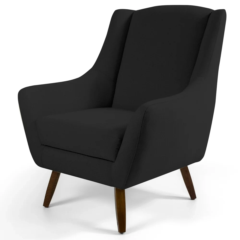 Poltrona Decorativa Sala de Estar Pés Palito Juliet Veludo C-300 Preto - Domi