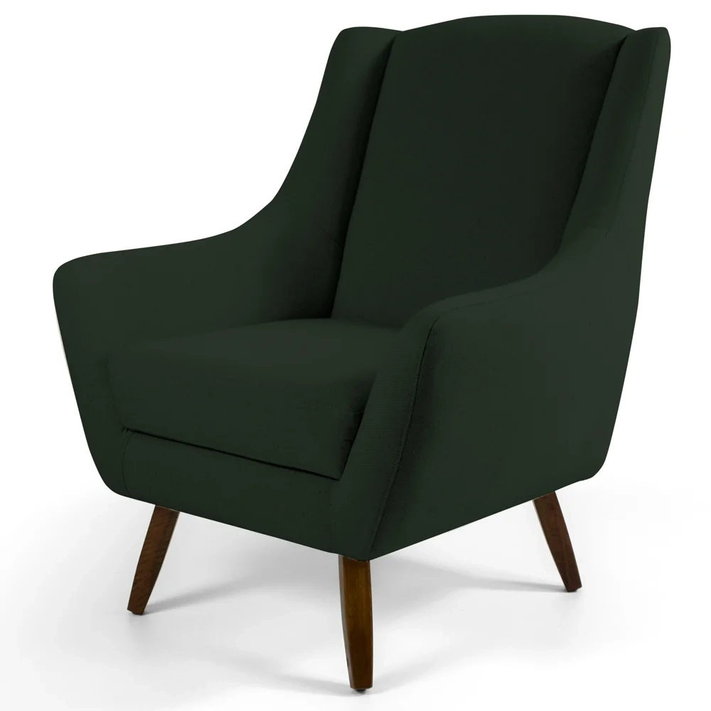 Poltrona Decorativa Pés Palito Madeira Juliet Veludo C-303 Verde Musgo - Domi