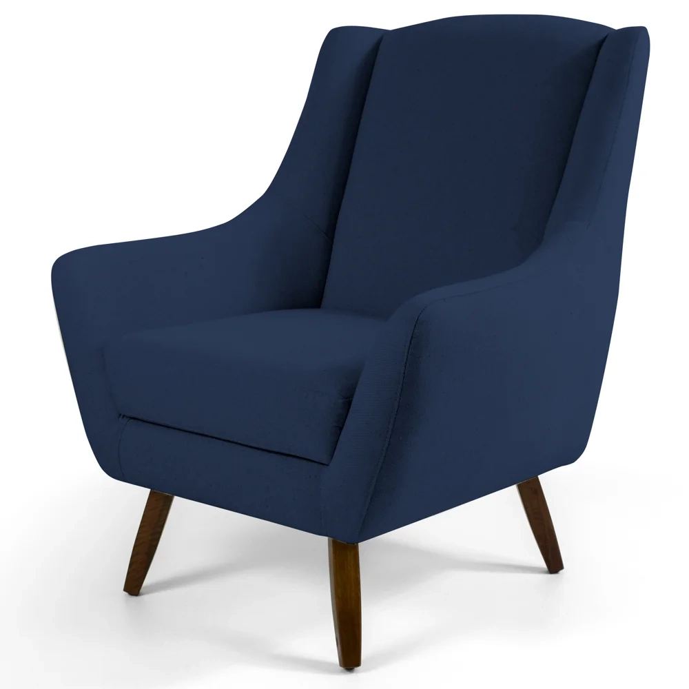 Poltrona Decorativa Pé Palito de Madeira Juliet Veludo C-304 Azul Marinho - Domi