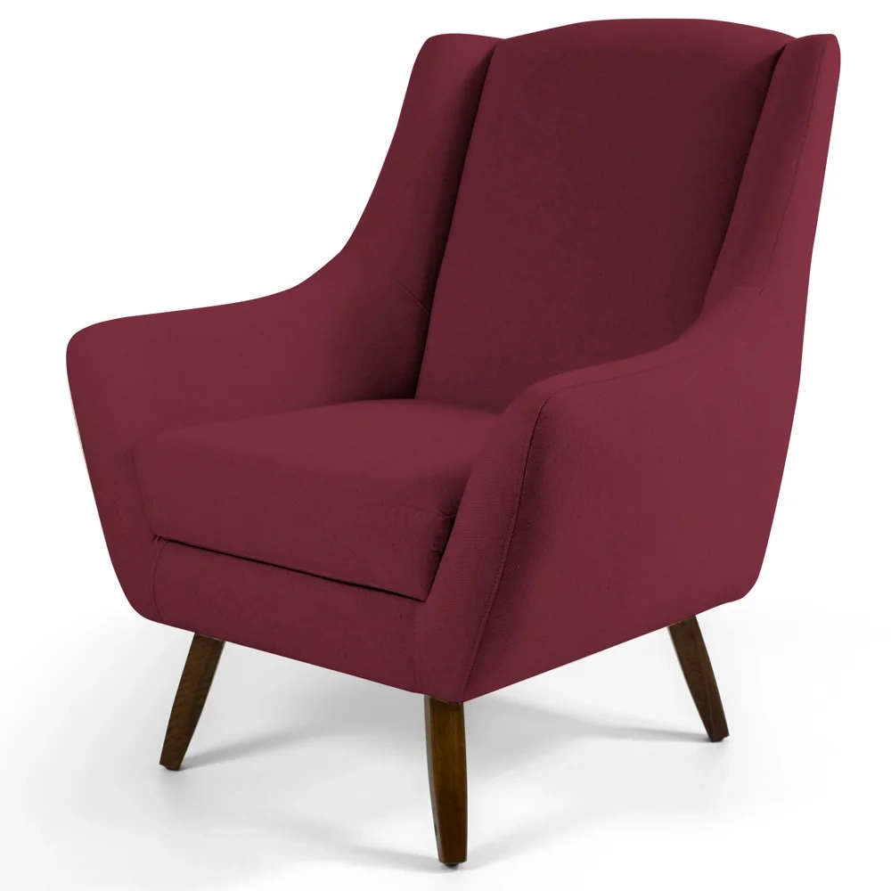 Poltrona Decorativa Pés Palito Madeira Juliet Veludo C-278 Marsala - Domi