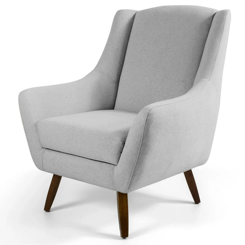 Poltrona Decorativa Pés Palito Madeira Juliet Lona D-315 Cinza Claro - Domi