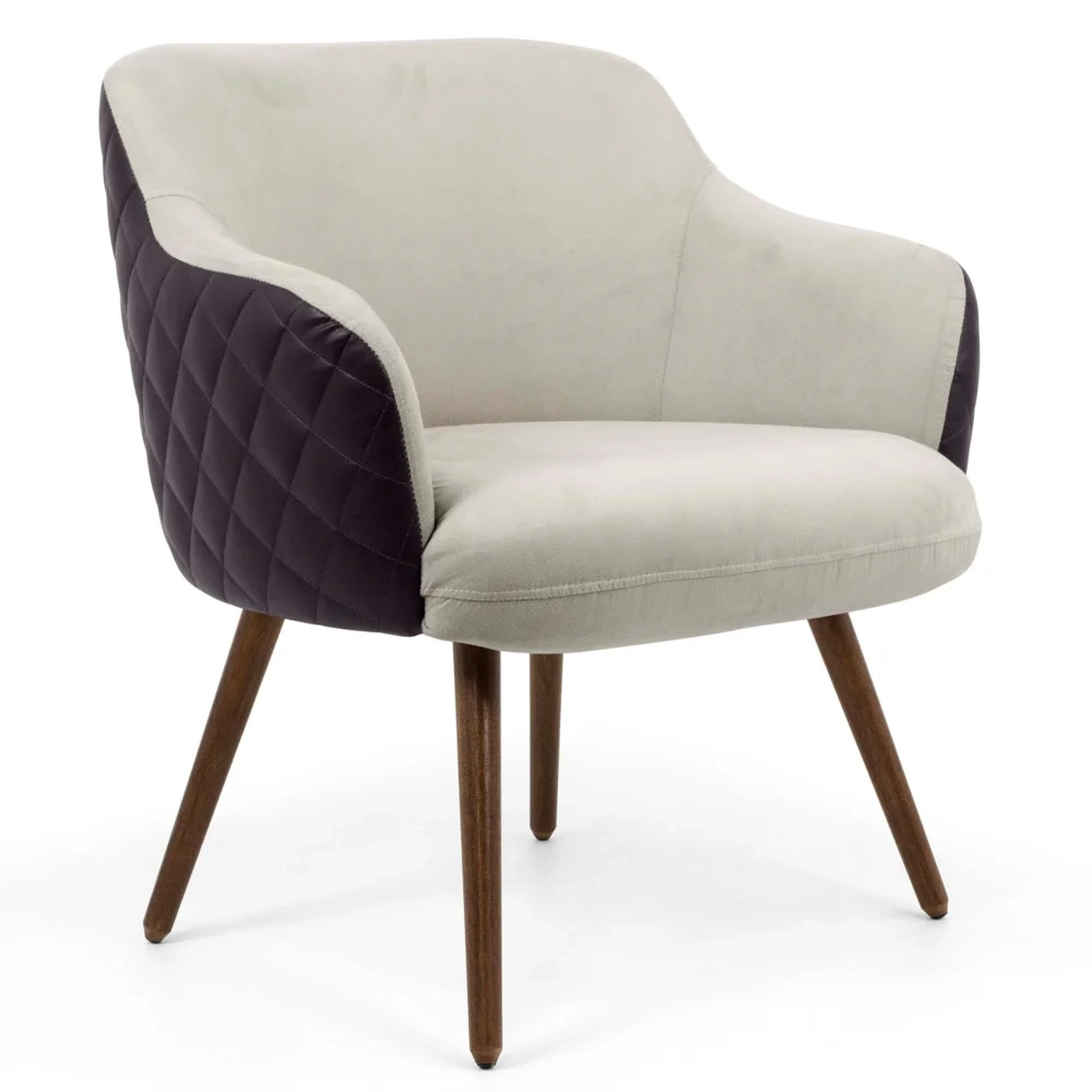 Poltrona Decorativa Tressê Pés Palito Madeira Jade B-183 Corano Marrom - Domi