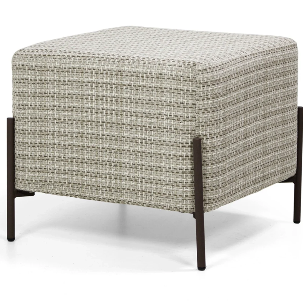 Puff Decorativo 45cm Base Aço Status A-207 Linho Bege Mesclado - Domi