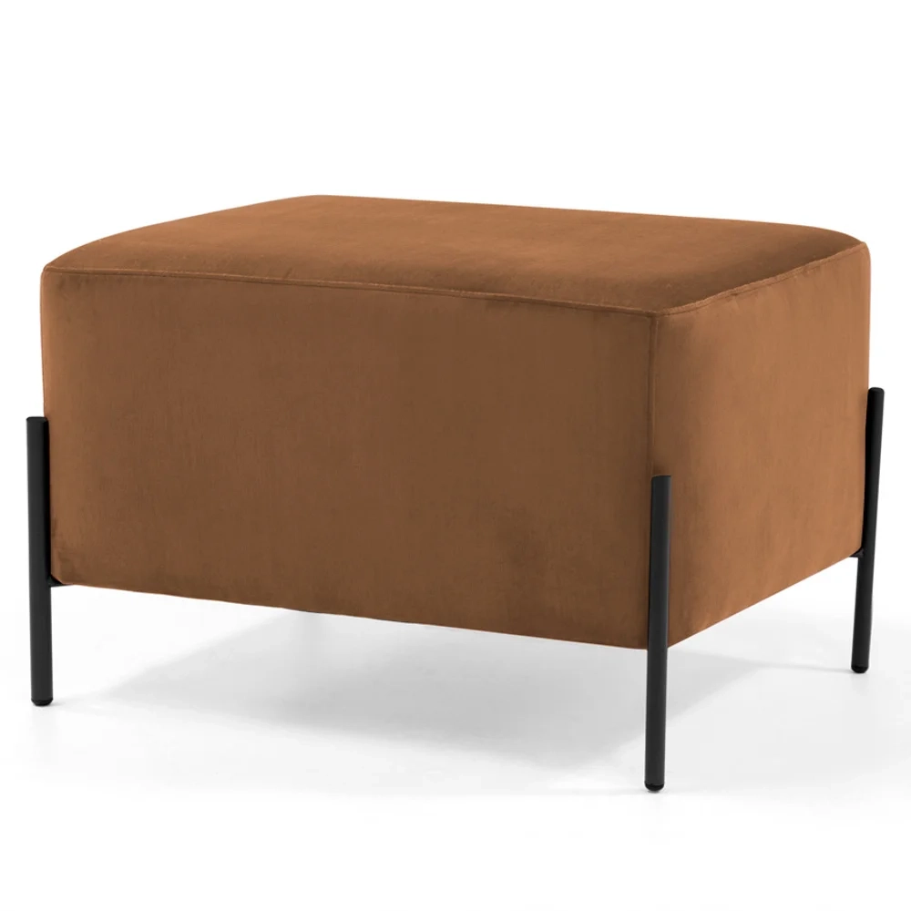 Puff Decorativo 60cm Base Aço Status C-262 Veludo Telha - Domi