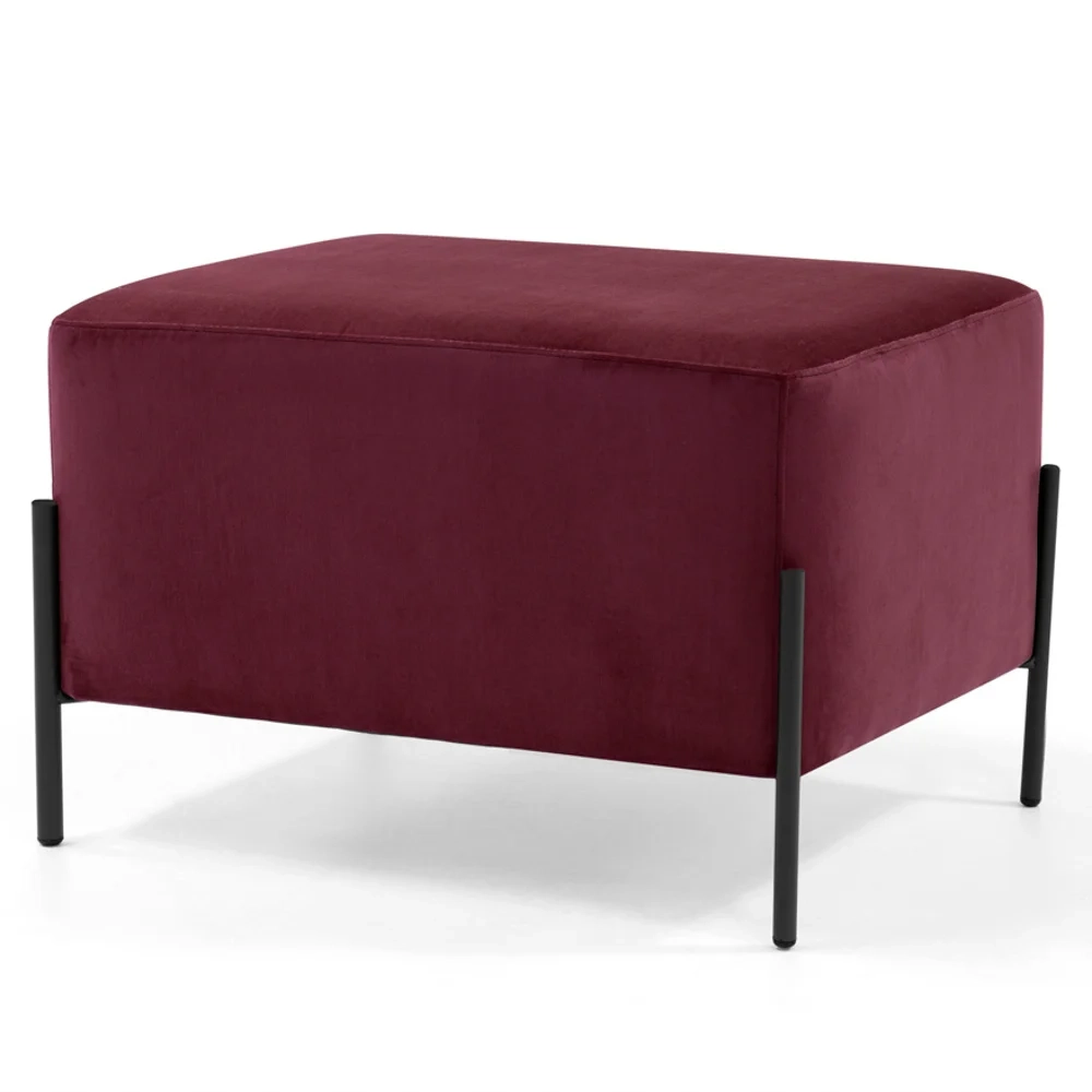 Puff Decorativo 60cm Base Aço Status C-278 Veludo Marsala - Domi