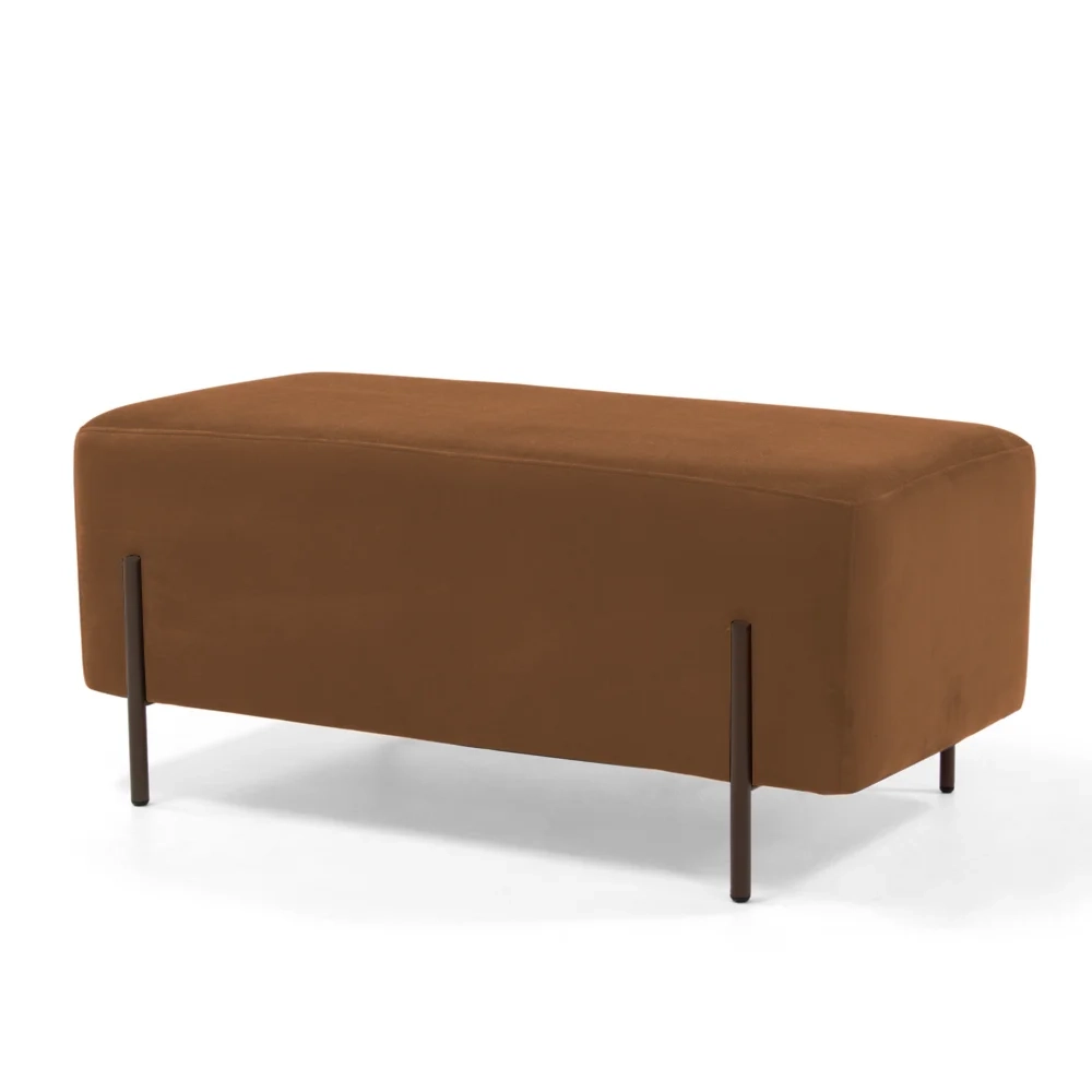 Puff Decorativo 90cm Base Aço Status C-262 Veludo Telha - Domi