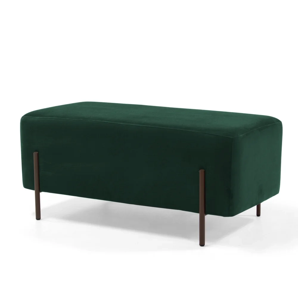Puff Decorativo 90cm Base Aço Status C-303 Veludo Verde Musgo - Domi