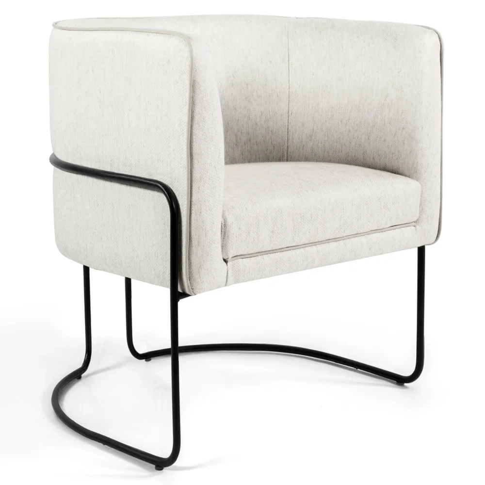 Poltrona Decorativa Base Aço Betina A-48 Linho Flocos - Domi