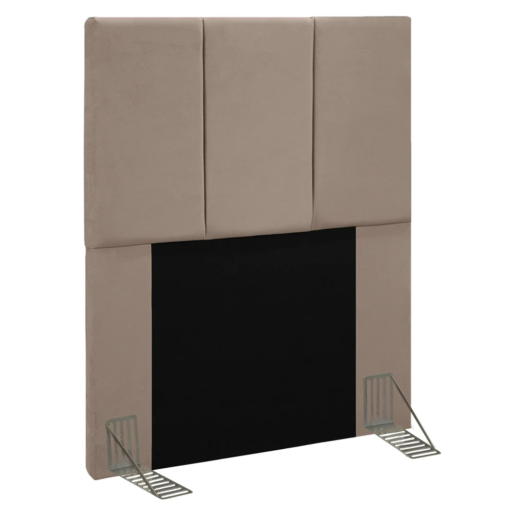 Cabeceira Cama Box Solteiro 90cm Pérola W01 Suede Bege - Mpozenato